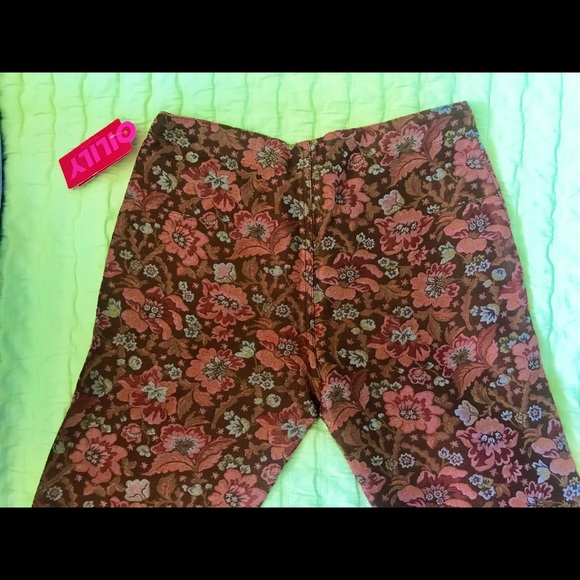 🌺STUNNING RETRO OILILY SPLIT FLARE LEG BROCADE PANTS NWT🌺 - Picture 4 of 6
